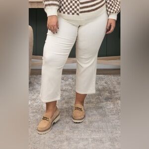 High rise, wide leg, cropped 'bone' pants, NWT